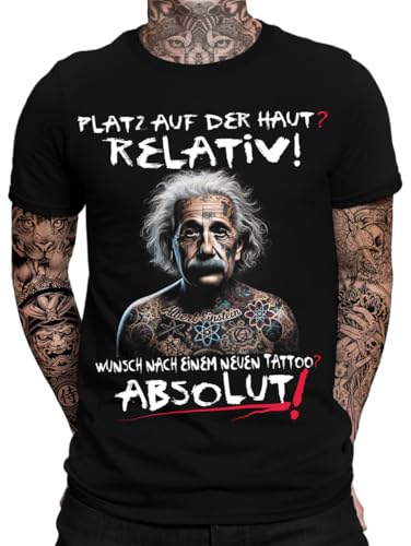 Lustiges Tätowierter Albert Einstein T-Shirt | Geek Fun Shirt für Tattoo Fans | Vintage Grafik | Popkultur Kunst | Humorvolles Geschenk von mycultshirt
