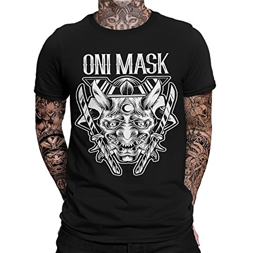 Oni Mask T-Shirt Maske Shogun Samurai Krieger Japan Mythos Schwerter Schwert Fun von mycultshirt