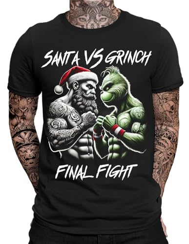 Santa vs Grinch T-Shirt | Final Fight Design | Lustiges Weihnachts-Shirt | Geschenkidee für MMA Fighter, Boxer von mycultshirt