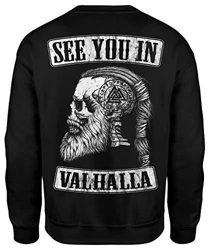 See You IN Valhalla Herren Sweatshirt | Thor | Vikings Shirt | Ragnar | Rising | Walhalla | Wodan | Wikinger | Valknut | Odin | Männer Pulli | Pullover Schwarz 4XL von mycultshirt