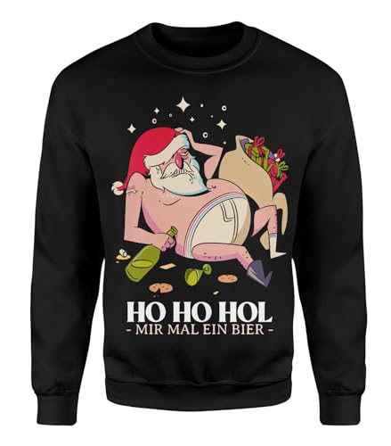 ho ho HOL Mir mal EIN Bier Lustiger Herren Fun Weihnachts Sweater | Sprüche | Ugly Christmas Pulli Pullover | Xmas von mycultshirt