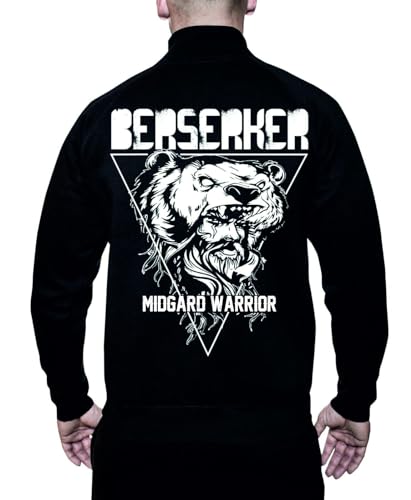 mycultshirt Berserker Jacke | Odin | Vikings | Wikinger | Runen | Germanen | Walhalla | Nordic Mythology | Spirit | Thor | Gott | Krieger |Stehkragenjacke für Männer | Sweatjacke | von mycultshirt