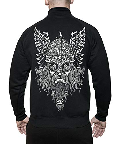 mycultshirt Odin Jacke | Valknut | Vikings | Wikinger | Runen | Germanen | Walhalla | Nordic Mythology | Spirit | Thor | Gott | Krieger |Stehkragenjacke für Männer | Sweatjacke| Ragnar | von mycultshirt