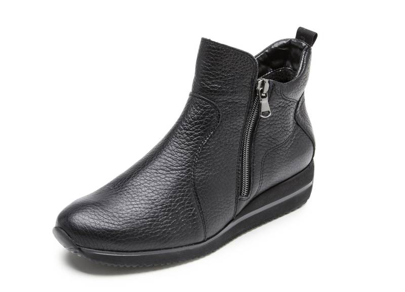 Waldläufer, bequeme Damen-Stiefeletten, Weite H, aus Hirschleder, Schuhgröße 3 1/2, Schwarz von mydeer
