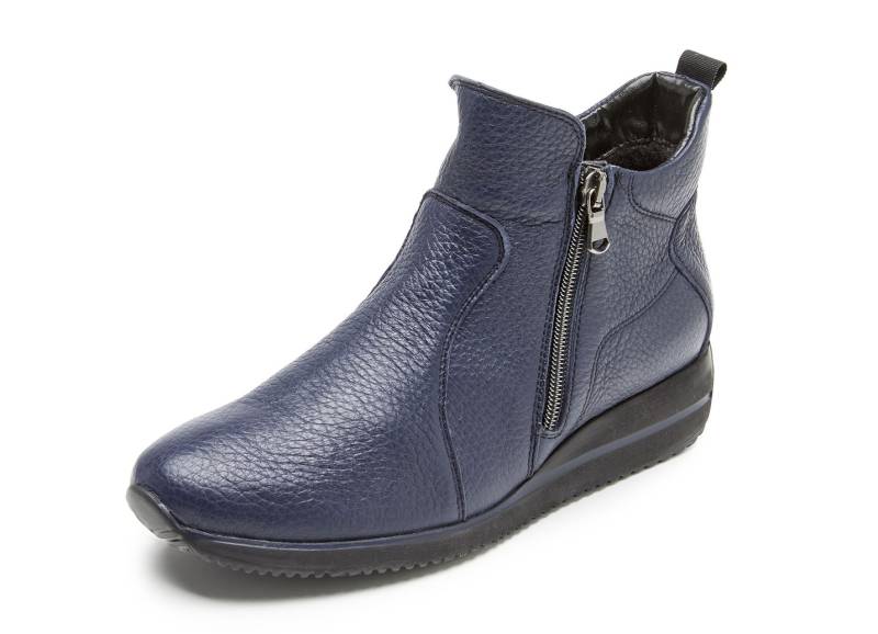 Waldläufer, bequeme Damen-Stiefeletten, Weite H, aus Hirschleder, Schuhgröße 5 1/2, Marine von mydeer