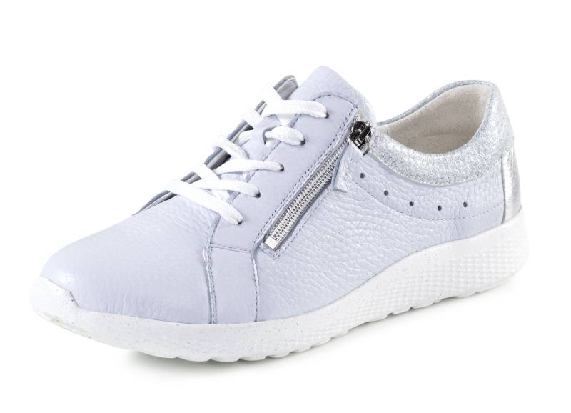 Waldläufer, bequeme Damen-Schnürschuhe, Weite K, mit herausnehmbarem Fußbett, Schuhgröße 7, Bleu-Silber von Waldläufer
