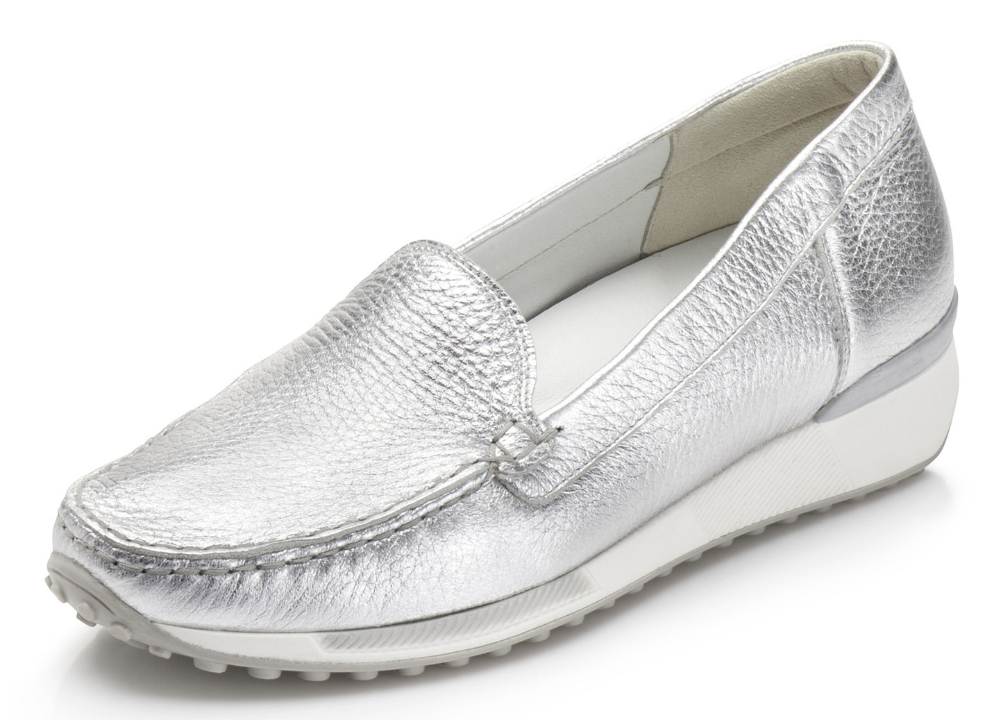 Waldläufer Slipper aus weichem Hirschleder, Schuhgröße 3 1/2, Silber von mydeer