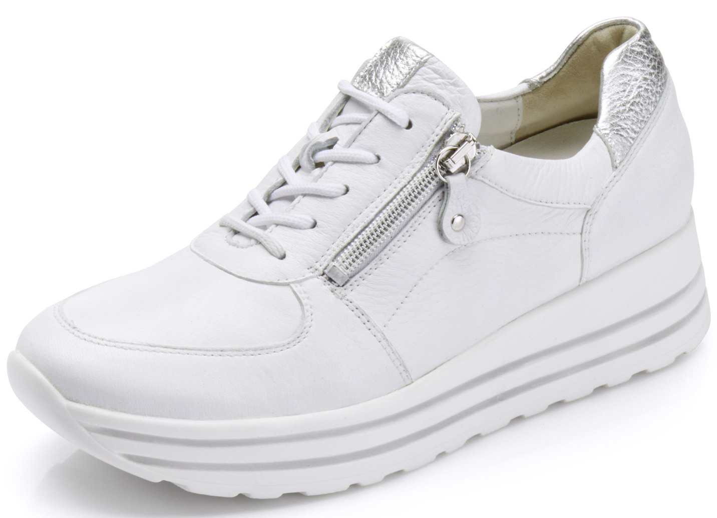 Waldläufer Sneaker aus weichem Hirsch-Nappaleder, Schuhgröße 4 1/2, Weiss von mydeer
