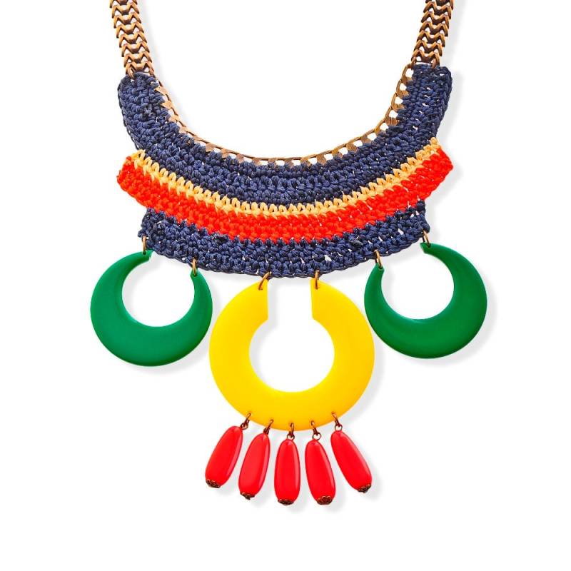 Handgemachte Extravagante Häkelkette, Statement Kette Mit Bunten Perlen von myfaunaflora