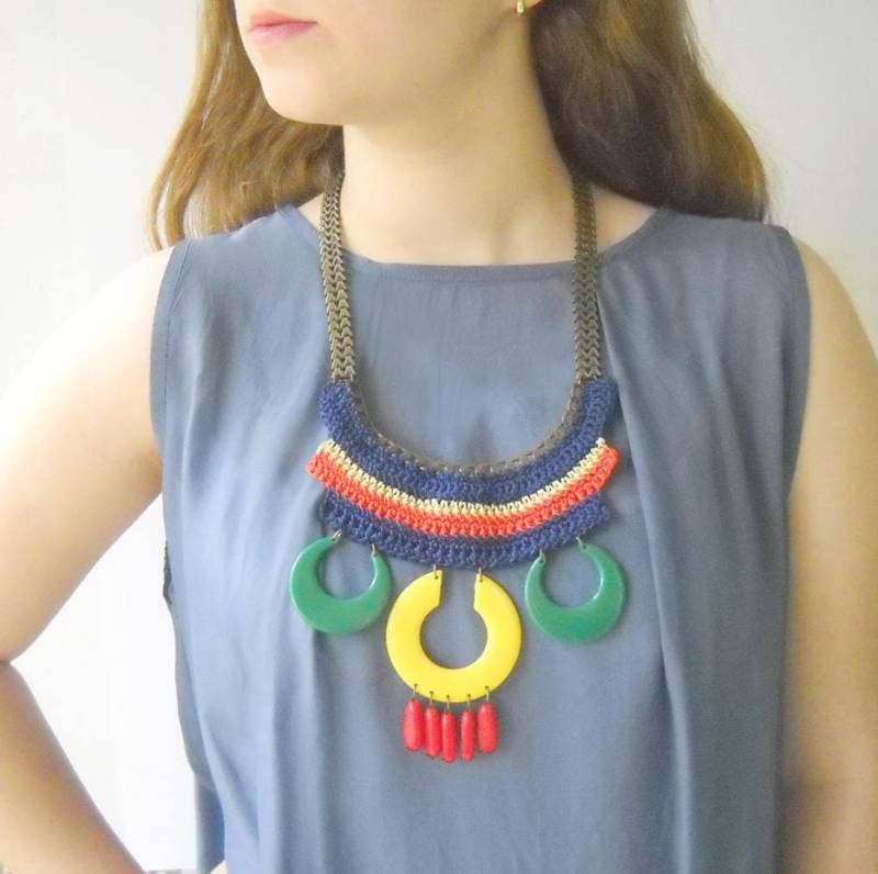 Oversize Statement Kette Bunt Große Boho Freche Fankette Schmuck Einzigartiges Geschenk Für Sie von myfaunaflora