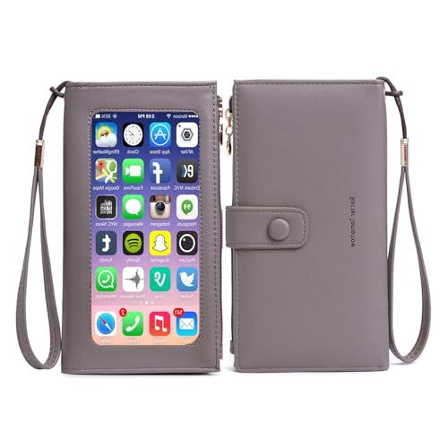 myfriday Damen-Geldbörse mit Touchscreen-Handgelenken, Clutch, mit Handyfach, Grau von myfriday