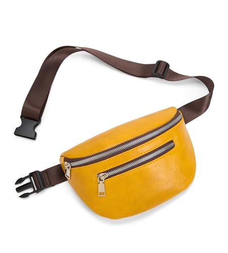 myfriday Gürteltasche aus Leder für Damen, modische Hüfttasche mit verstellbarem Riemen, B-gelb, modisch von myfriday