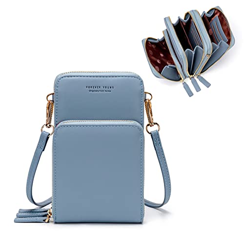 myfriday Handytasche Damen Umhängetasche Kleine Crossboday Bag Verstellbar Schultertasche- 3 Fächern Reißverschlüssen Mini Brieftasche mit 14 Kartenfächern von myfriday