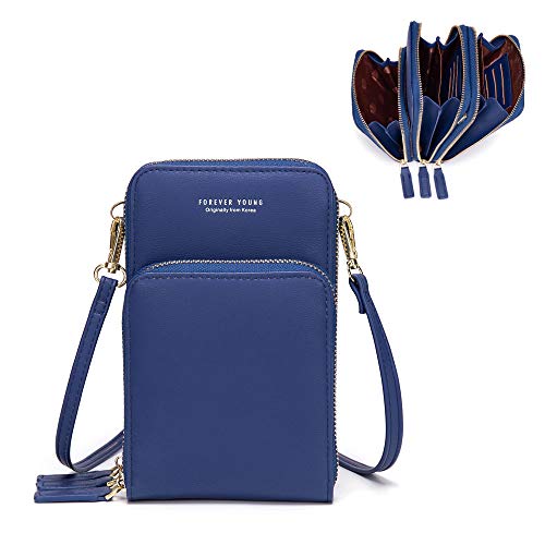 myfriday Handytasche Damen Umhängetasche Kleine Crossboday Bag Verstellbar Schultertasche- 3 Fächern Reißverschlüssen Mini Brieftasche mit 14 Kartenfächern von myfriday
