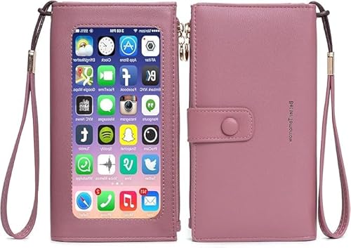 myfriday Touchscreen-Umhängetasche für Damen, RFID-blockierend, kleine Handy-Schultertasche mit 2 verstellbaren Riemen, B-pink, Small (4.7" x 2.5" x 7.4") von myfriday