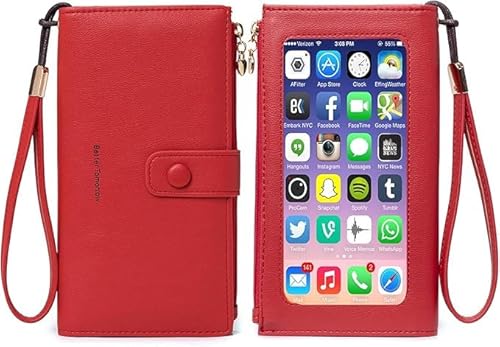 myfriday Touchscreen-Umhängetasche für Damen, RFID-blockierend, kleine Handy-Schultertasche mit 2 verstellbaren Riemen, B-red, 3.9"L x 0.7"W x 3.7"H myfriday Touchscreen-Umhängetasche für Damen, RFID-blockierend, kleine Handy-Schultertasche mit 2 verstellbaren Riemen, B-red, 3.9"L x 0.7"W x 3.7"H von myfriday