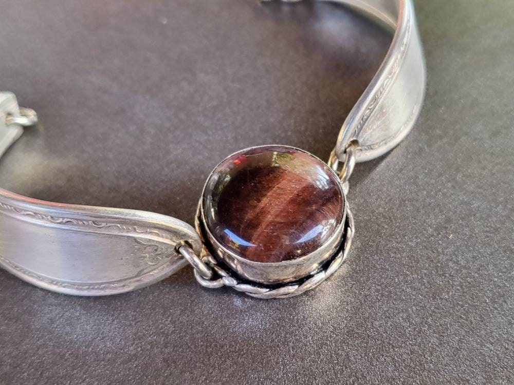 Vintage Tigerauge Edelstein Armband Flachgeschirr Löffel Feines Schmuck Geschenk Für Sie Oder Ihn von mygildedmagpie