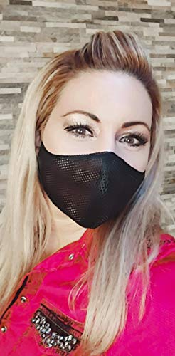Mund-Nasen-Bedeckung Freies Atmen Gesichtsmaske Sport schwarz grobmaschig waschbar Behelfsmaske ActivMask von myglamy