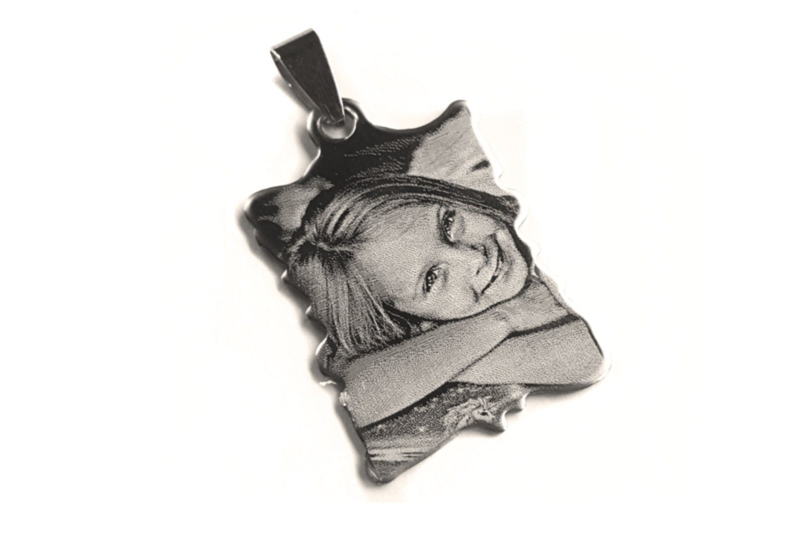 Schmuckanhänger Zickzack Mit Gravur, Schmuck Anhänger Rechteck, Silber, Graviert Foto Und Wunschext 36x24mm, Personalisierter von mygravur