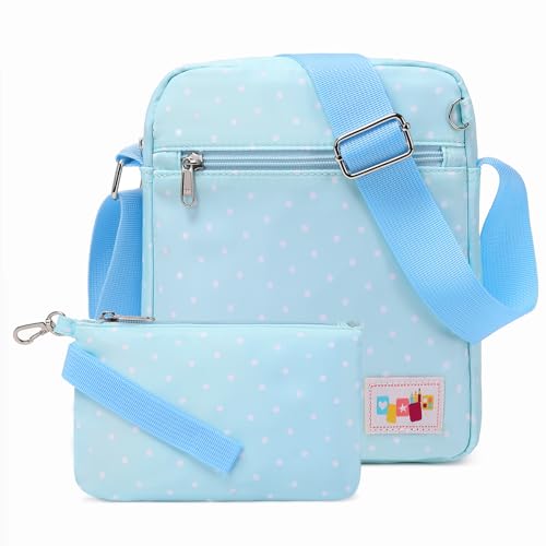 Casual Canvas Schultertasche +Geldbeutel/Mäppchen für Mädchen Jungen & Kinder Jugendliche (Kleine-Wasserblau) von mygreen