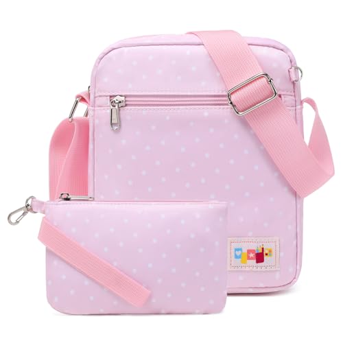 Casual Canvas Schultertasche +Geldbeutel/Mäppchen für Mädchen Jungen & Kinder Jugendliche (Rose rot) von mygreen