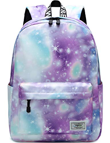 mygreen Galaxy Schulrucksack, Unisex Schultasche für Mädchen Campus Collection Wasserdichter Rucksack Grün Lila von mygreen