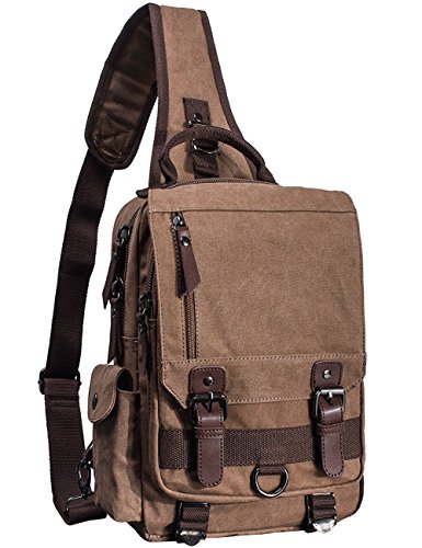 Jungen Schultertaschen Herren Chest Bag Sporttasche Fahrrad Rucksack Cross Bodybag Sling Rucksack für Radfahren Schule Freizeit (Kaffeebrau) von mygreen