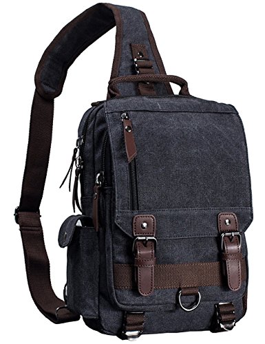 mygreen Canvas Crossbody Bag Sling Bag Sling Rucksack Brusttasche Unisex Umhängetasche Outdoor schwarz von mygreen