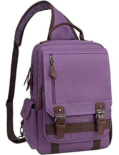 Mygreen Canvas Crossbody Messenger Bag Schulterriemen Rucksack Reiserucksack, Violett (violett), Large von mygreen