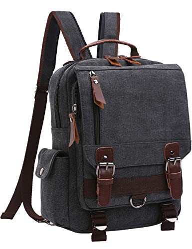 Mygreen Canvas Segeltuch Umhängetasche Cross-Body 13-Inch Laptop Messenger Bag Schulter Rucksack (Schwarz-Reißverschluss Schultergurt) von mygreen