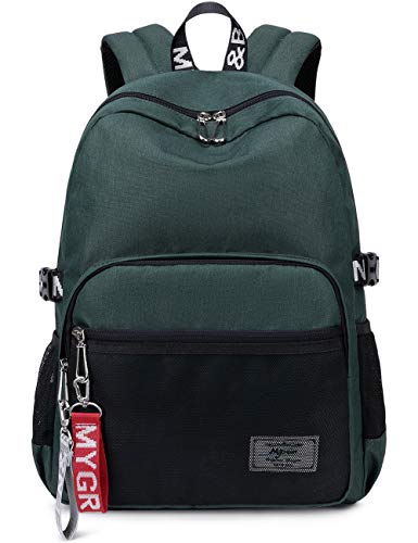 mygreen Rucksack Damen Schulrucksack Mädchen Teenager Laptop Rucksack Daypack für 14 Zoll Laptop, wasserdichte Tasche für Universität Schule City Reisen Armeegrün von mygreen