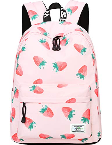 Mygreen Schule Rucksack Wasserdichtes Daypack für Mädchen Erdbeere Rosa von mygreen