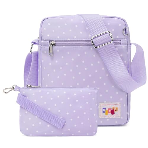 Mygreen Süße Umhängetasche mit Polka-Dots für Mädchen – Weihnachts- oder Neujahrsgeschenk, Leicht und Strapazierfähig mit Verstellbarem Gurt, Ideal für Schule und den Alltag (Lavendel) von mygreen