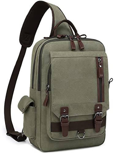 mygreen Canvas Crossbody Messenger Bag Shoulder Sling Backpack Travel Rucksack, Armeegrün - XL, X-Large, Sling Bag von mygreen