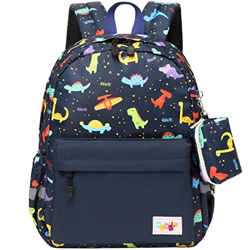 mygreen Kinderrucksack Jungen, Niedlich Wasserabweisend Vorschule Kinder Rucksack Kindergarten Kleinkind Schul Rucksack Mädchen mit Brustgurt Dinosaurier Blau von mygreen