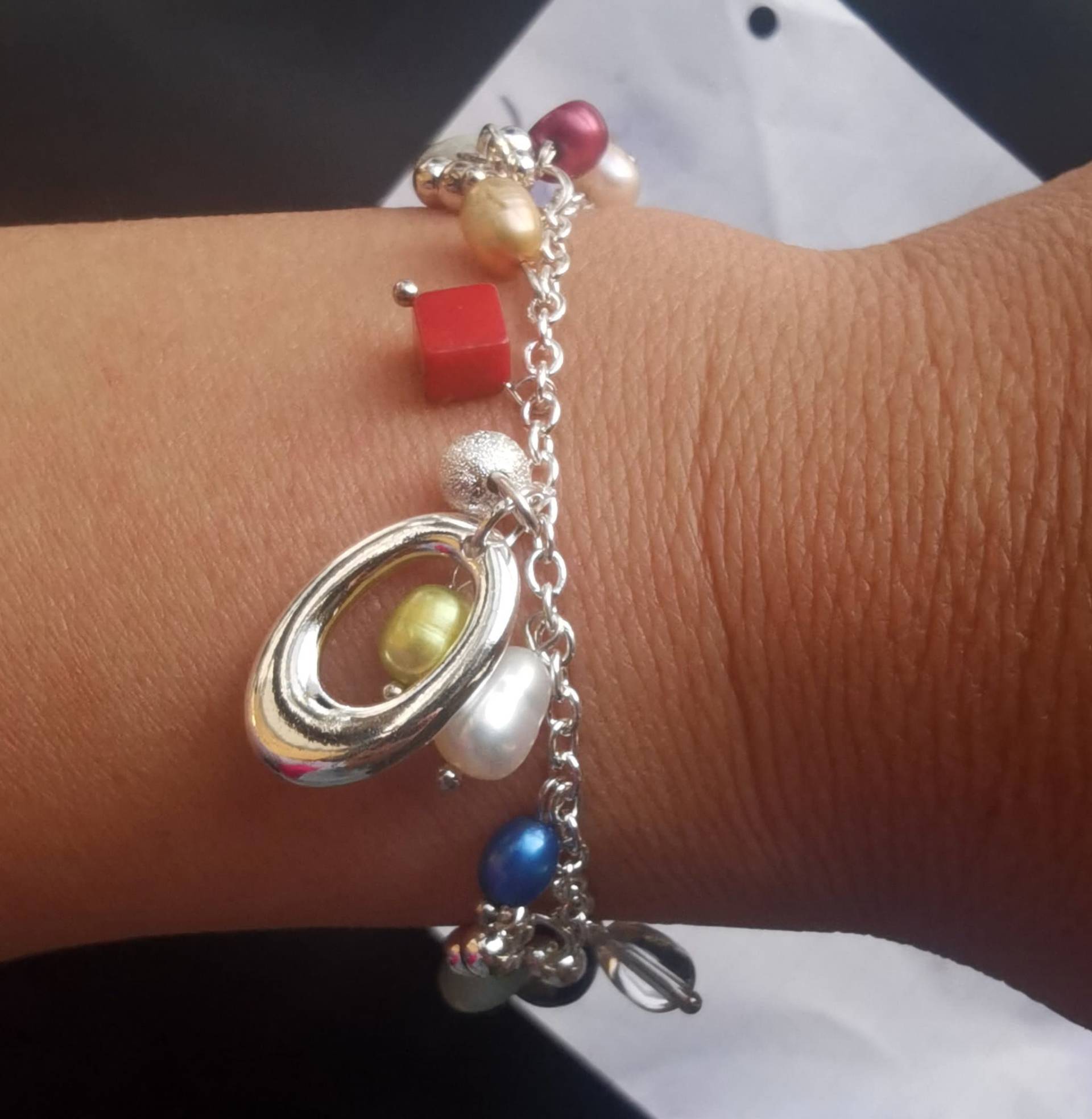 7, 5" Reis Regenbogen Süßwasser Perlen Kette Armband, Vergoldetes Silber Edelstein Armband, Frau Mann Mädchen Armband von myhandcrfs
