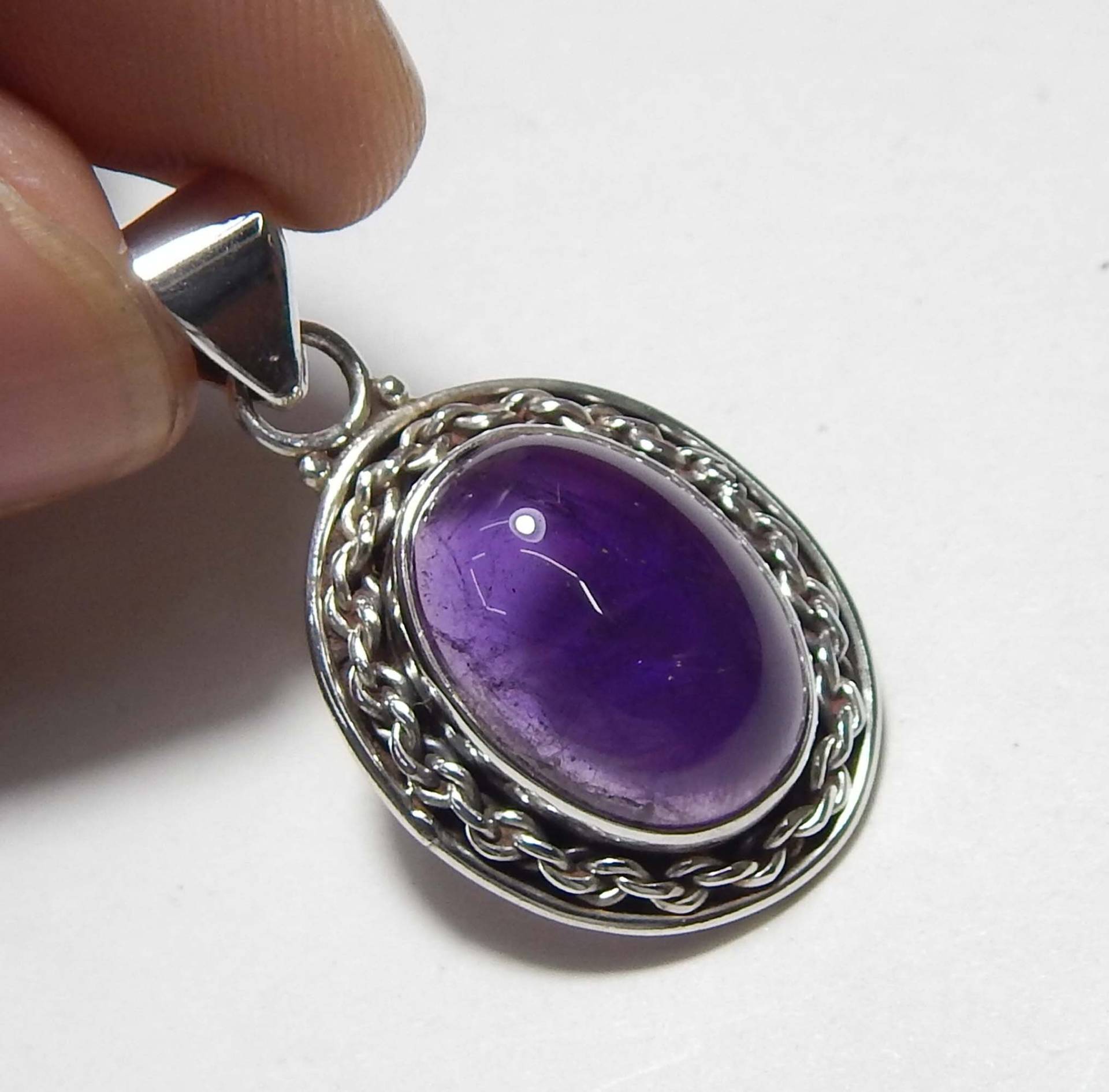 11x15mm Oval Form Cabochon Natürliche Amethyst Edelstein Anhänger, 925 Sterling Silber Handgemachte Einzigartige Designer Anhänger von myhealingworld