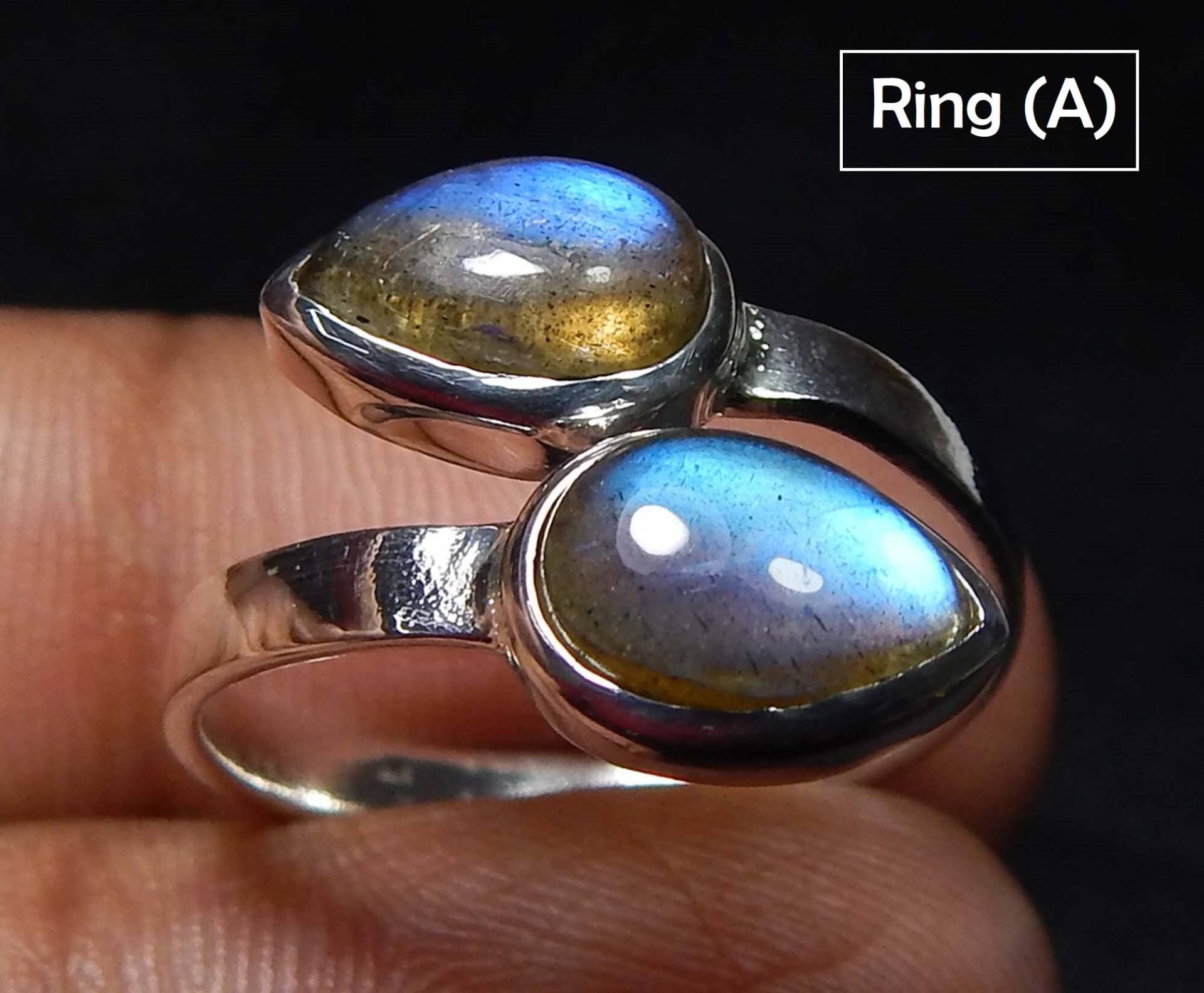 6x9mm Birne Form Cabochon Labradorit Edelstein Ring, Aaa Grade Blue Fire 925 Stempel Sterling Silber Ring Schmuck. Verkauf von myhealingworld