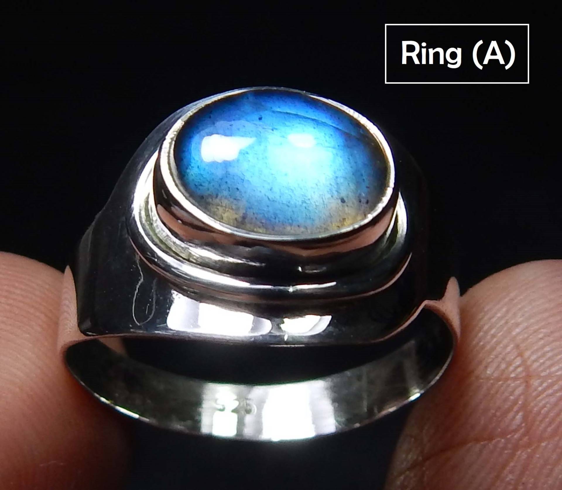 7x9mm Oval Form Cabochon Blue Fire Labradorit Edelstein Ring, 925 Stempel Sterling Silber Ring Schmuck Geschenk Für Ihre Geliebte Einmal. Verkauf von myhealingworld