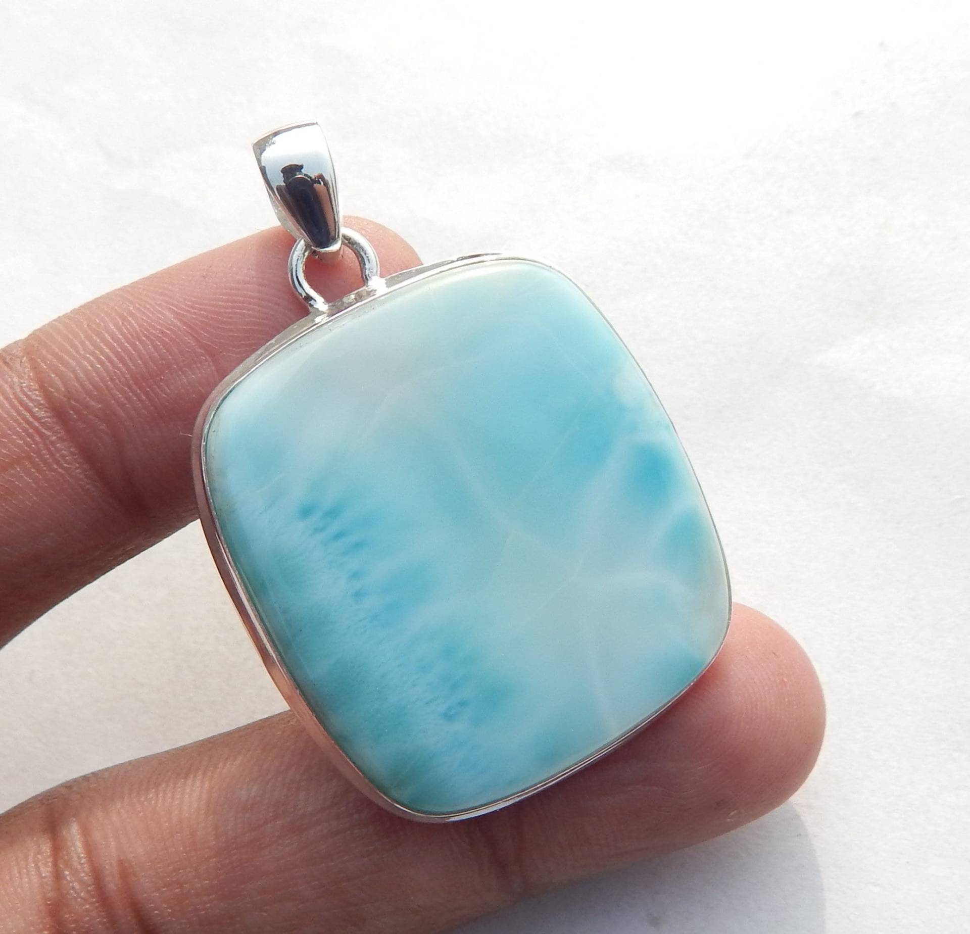 925 Sterling Silber Anhänger 30x32mm Kissen Form Cabochon Larimar Anhänger, Aaa Qualität Geschenk Für Weihnachten Verkauf von myhealingworld