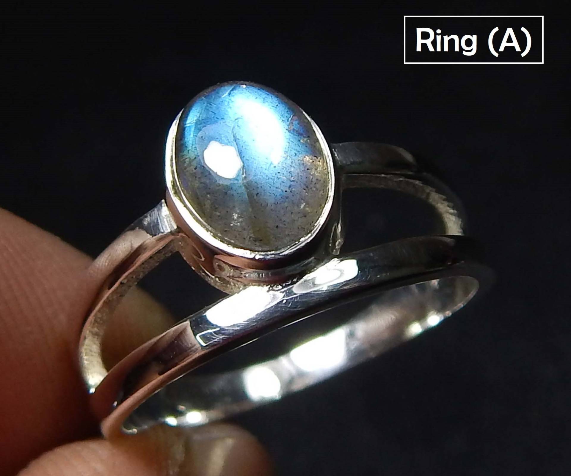 925 Sterling Silber Labradorit Ring, Natürliche 6x8mm Ovale Form Cabochon Edelstein Blue Fire Ring Für Unisex von myhealingworld