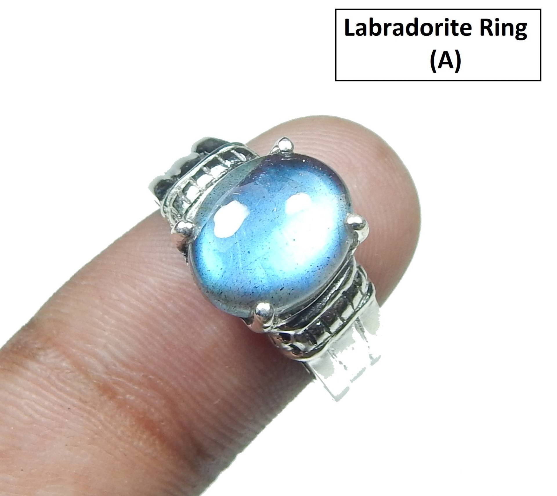 925 Sterling Silber Labradorit Ring, Natürliche 9x11mm Ovale Form Edelstein Blue Fire Ring Für Unisex von myhealingworld