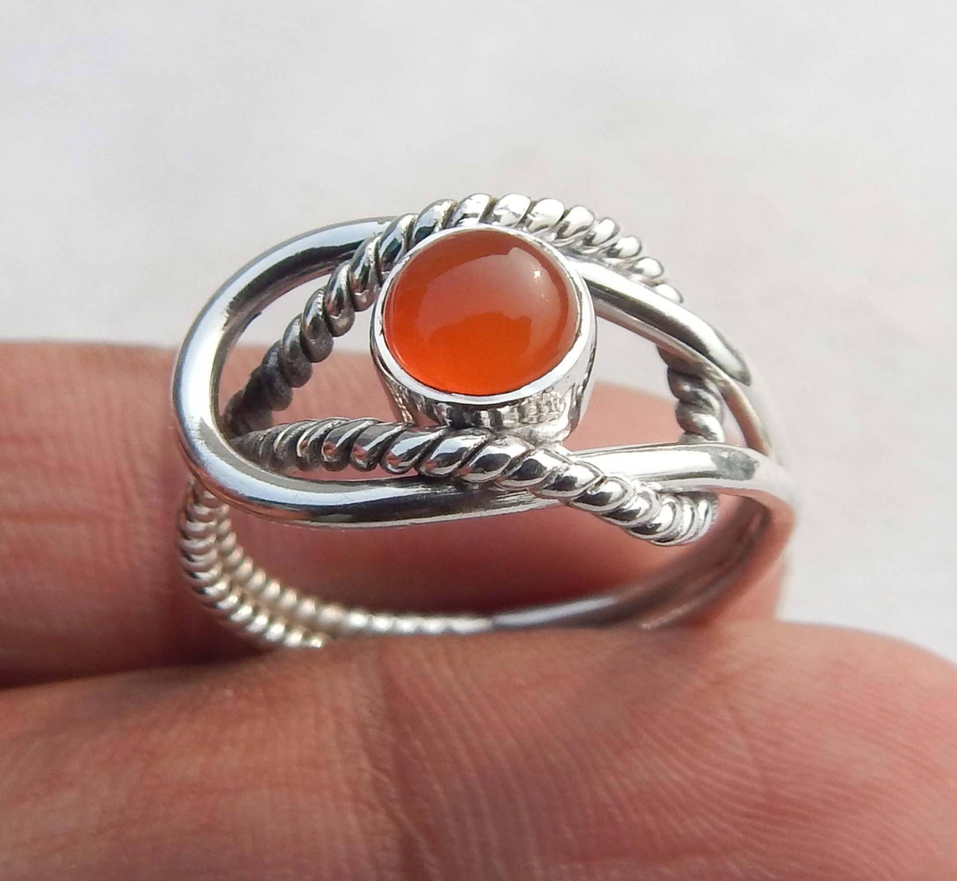 Aaa Qualität 6mm Runde Cabochon Karneol Edelstein 925 Sterling Silber Handmade Design Leicht Einzigartiges Ring Für Unisex von myhealingworld