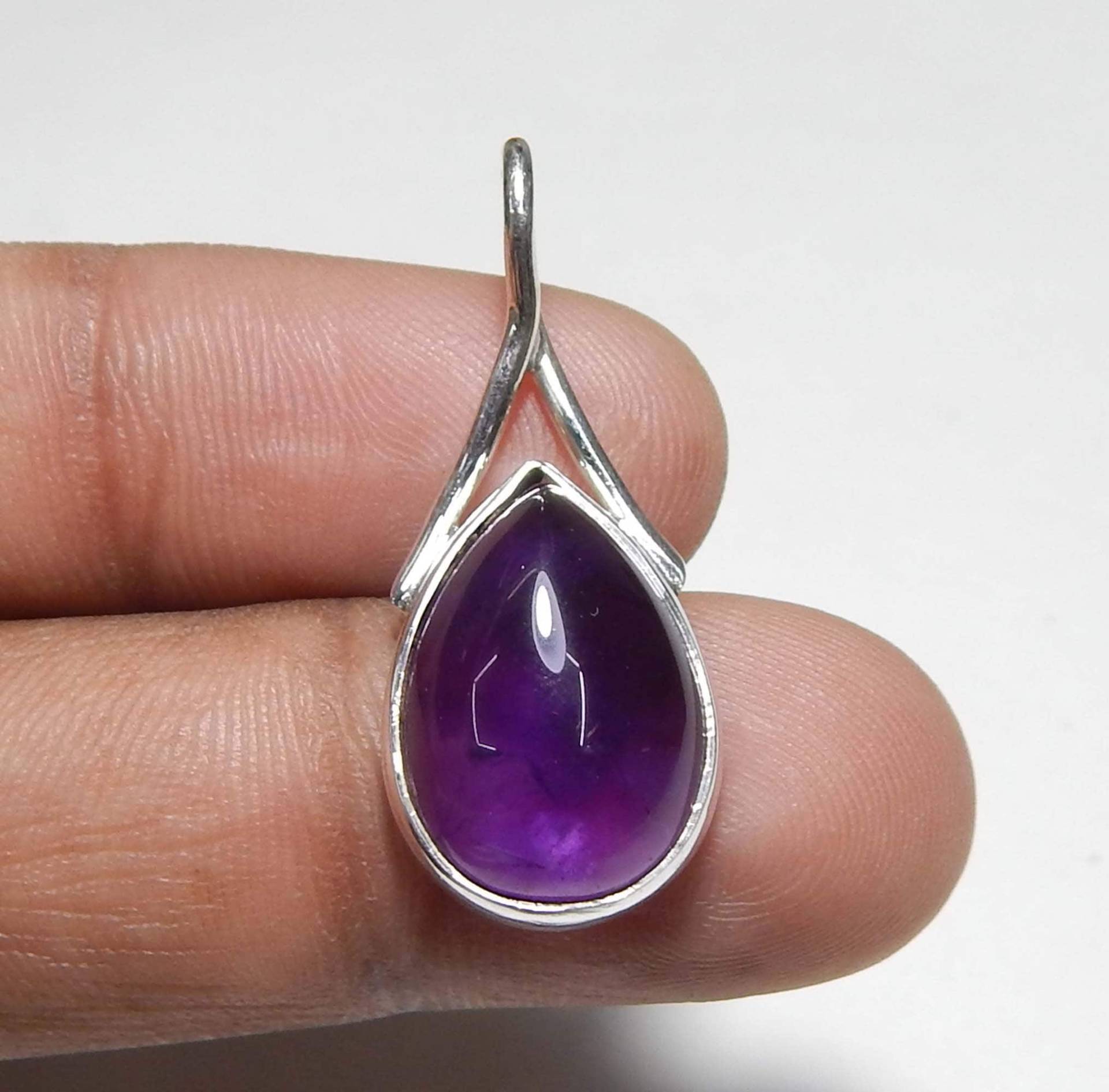 Birne Amethyst Anhänger, Cabochon 12x16mm 925 Sterling Silber Leichter Anhänger von myhealingworld