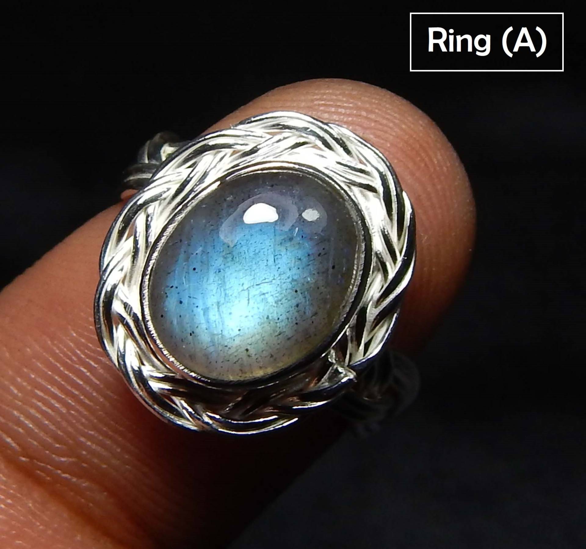 Blaues Feuer Labradorit Ring, 8x10mm Ovale Form Cabochon Edelstein Schöne 925 Sterling Silber Ring Schmuck. Sale von myhealingworld