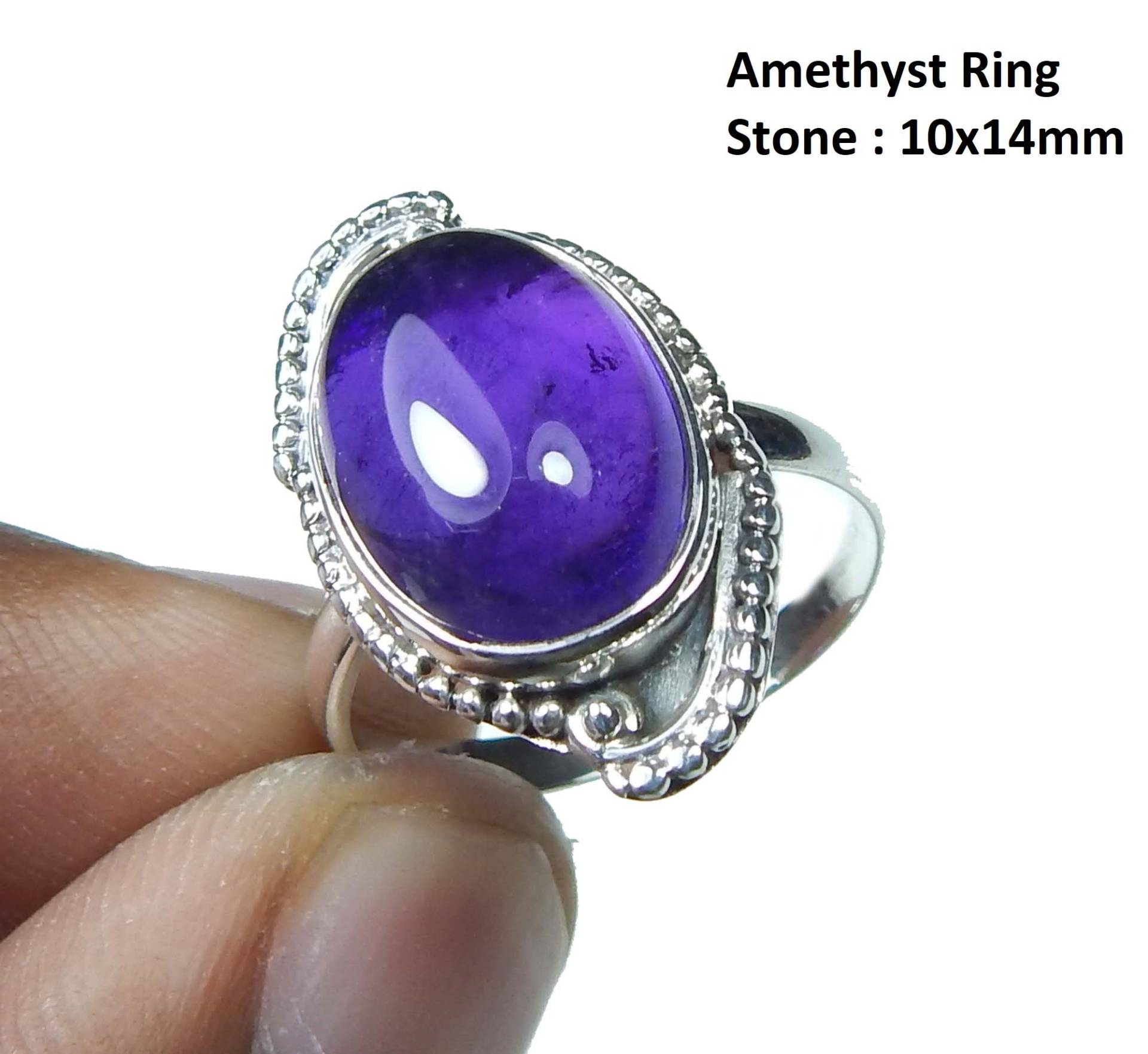 Cabochon Amethyst Ring, Ovale Form Edelstein Designer Schöne Silber Sterling Ring von myhealingworld