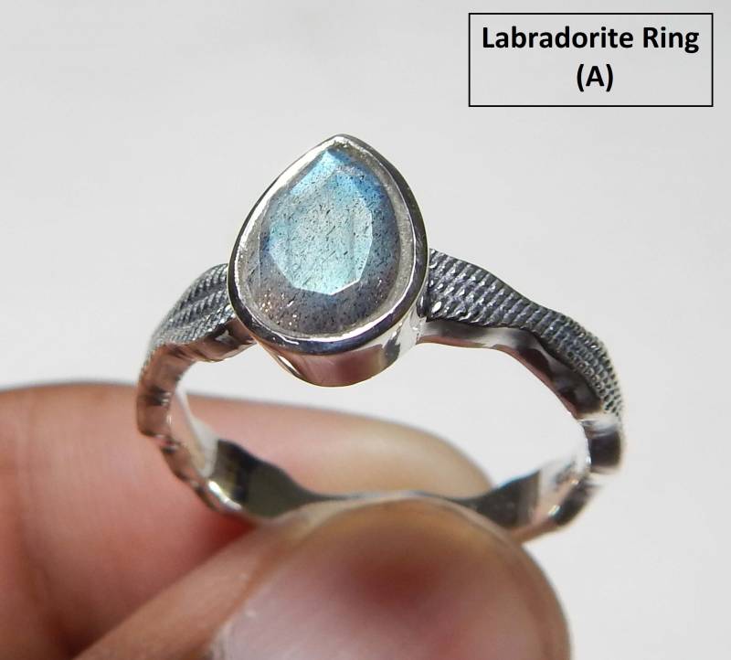 Facettierter Labradorit Ring, Blue Fire Edelstein 7 X 9 Mm 925 Sterling Silber, Handgefertigter Designer Ring von myhealingworld