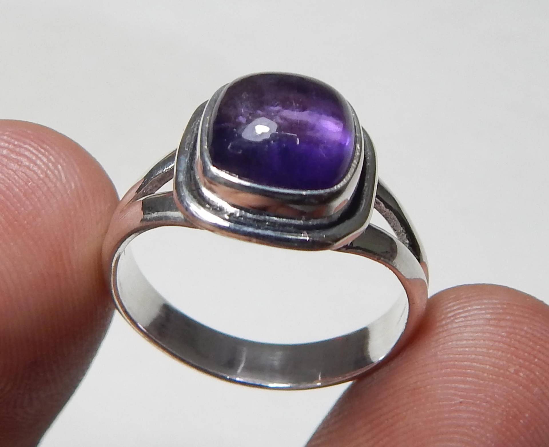 Natürliche Kissen Form Amethyst Stein Wunderschöner Gefertigter 925 Sterling Silber Designer Ring. 7mm von myhealingworld