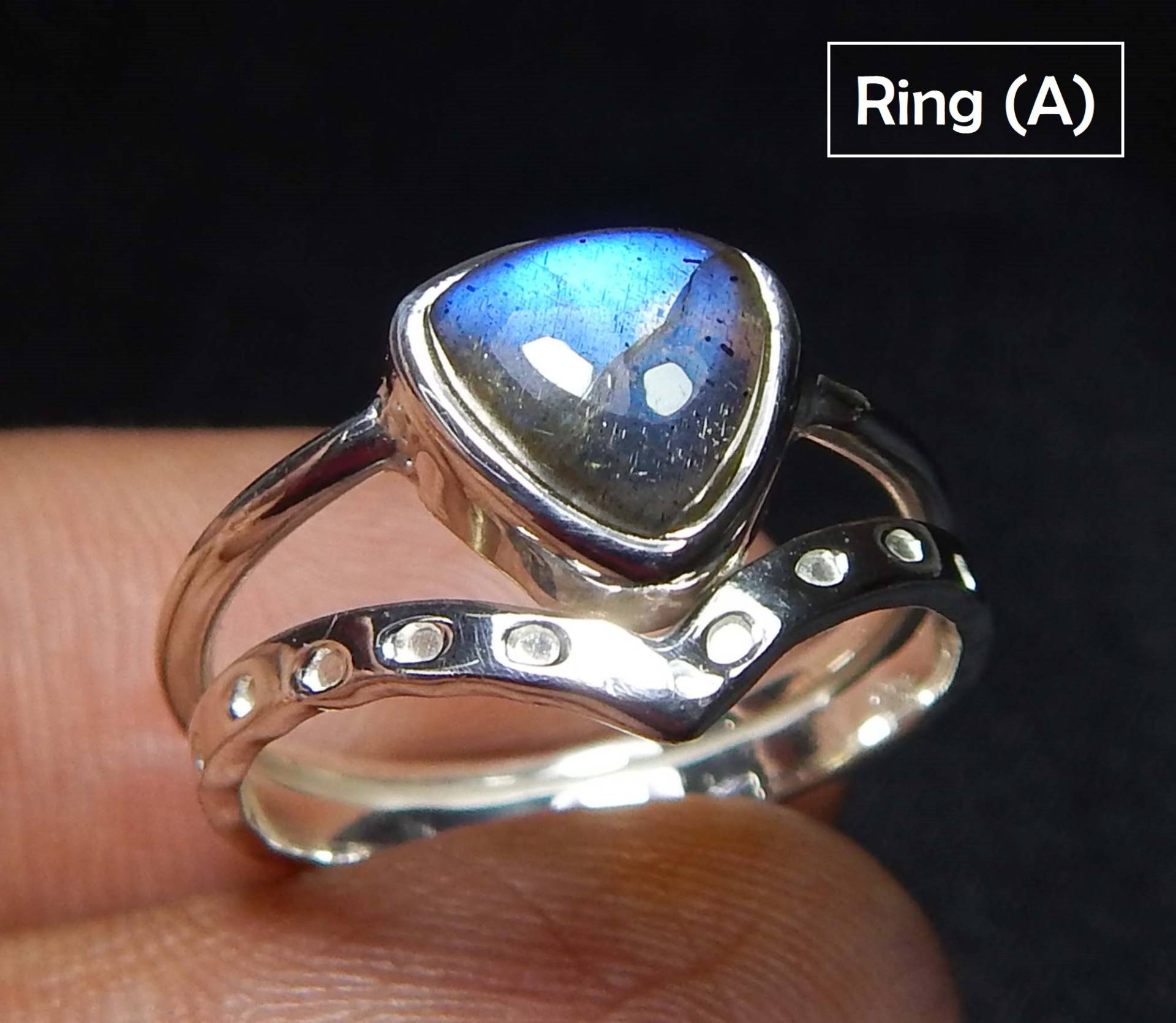 Natürlicher Blue Fire Labradorit Ring, 7mm Trillian Form Edelstein 925 Sterling Silber Handgemachter Leichter Ring von myhealingworld