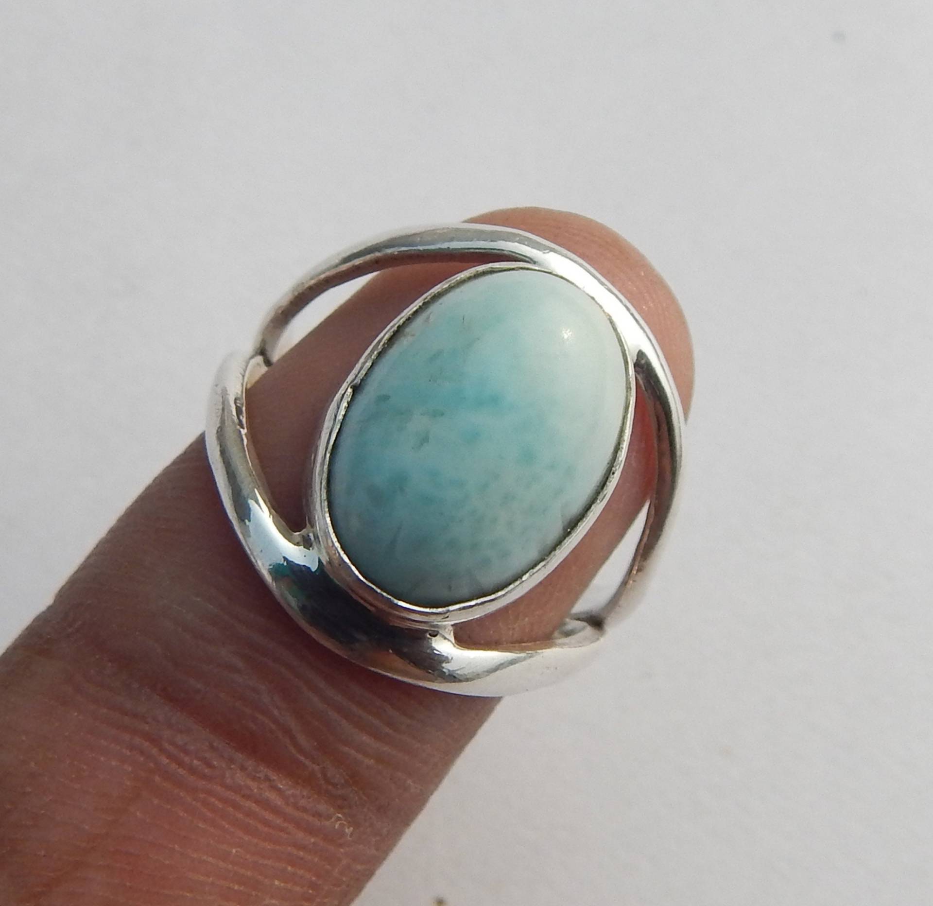 Schöner Larimar Ring Oval 9x13mm 925 Sterling Silber Design Antiker Halbedelstein Schmuck Für Jeden Tag von myhealingworld